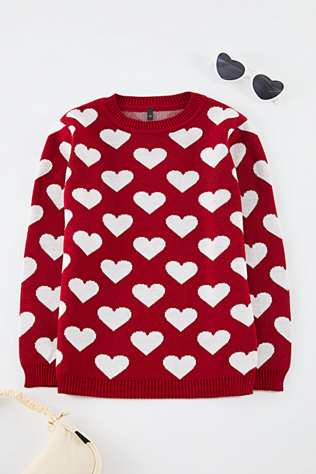 Roter Mädchenpullover TKDAW25KZ00024 - 1