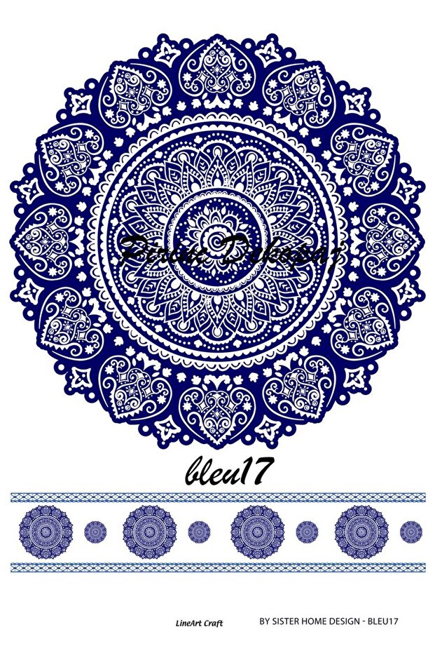 ورق تزيين الأرز Lineart رقم: BLUE17 - 29x42 سم