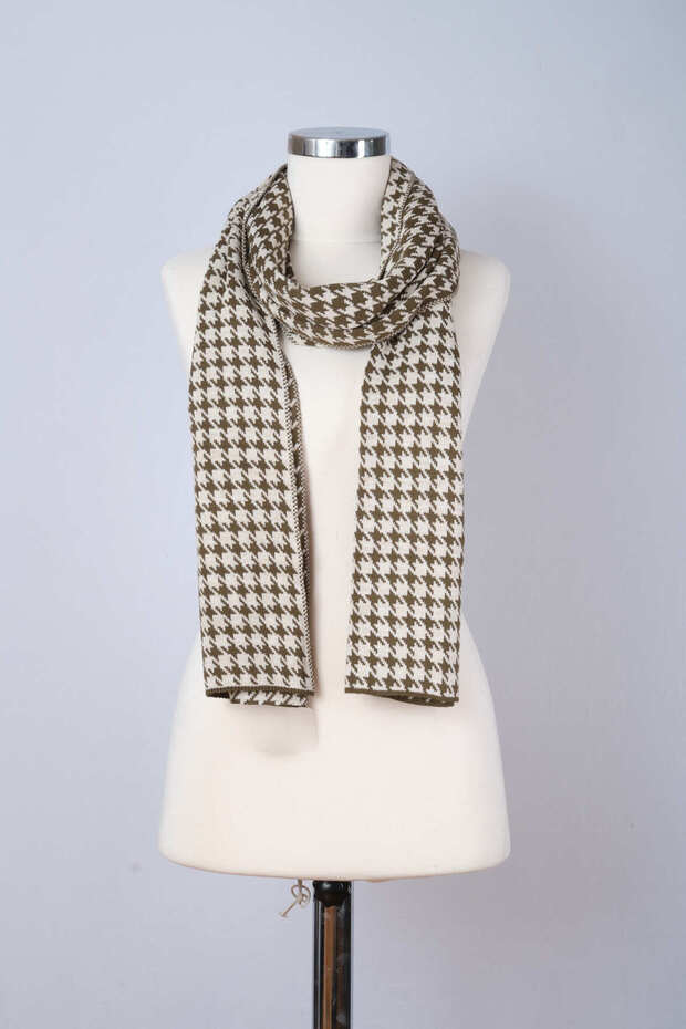 وشاح تريكو منقوش بنقشة Houndstooth - 3