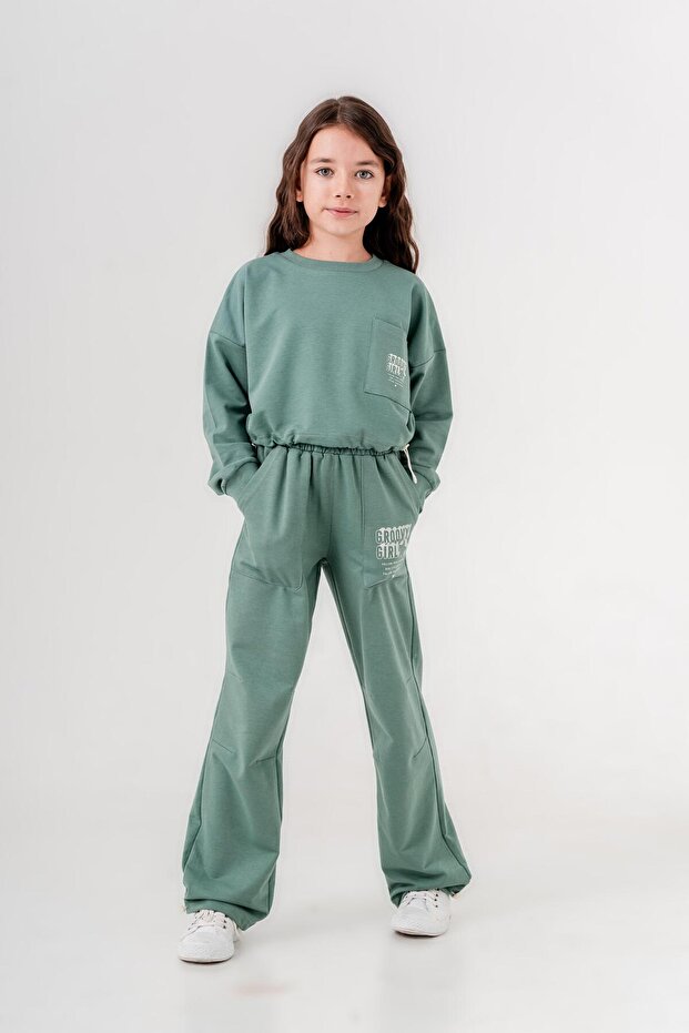 Groovy Gi̇rl Printed Girls' Top and Bottom Tracksuit Set