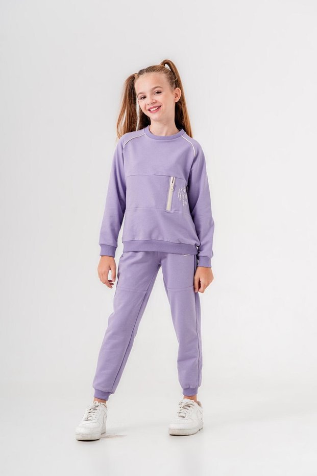 Enjoy the Now Floral Printed Garni Zipper Detailed Ribbed Girls' Top and Bottom Tracksuit Set