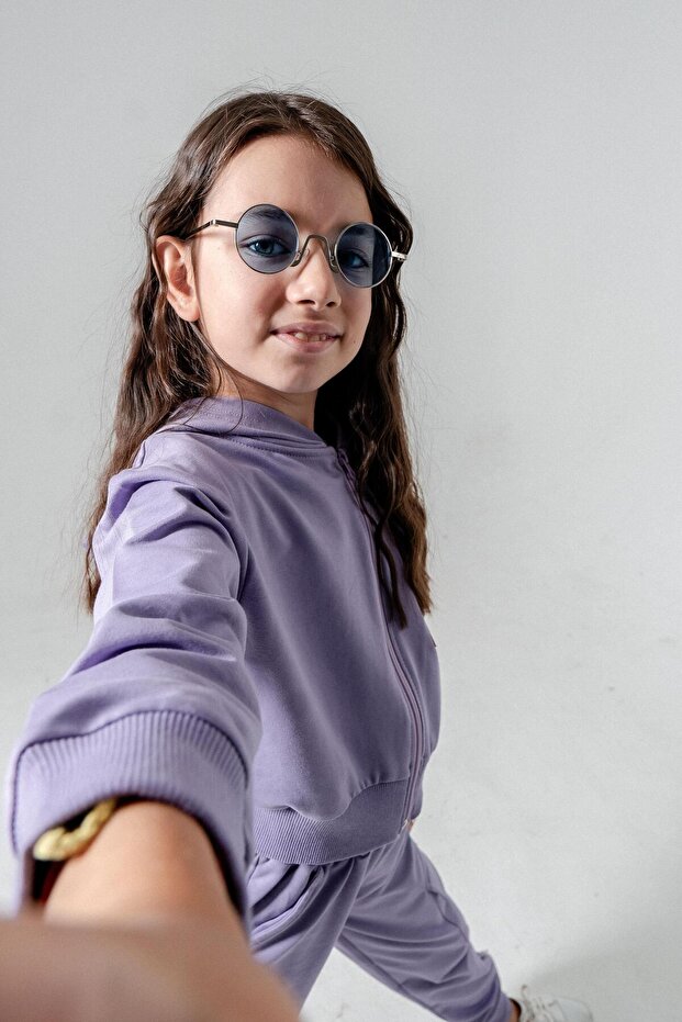 The Real World Label Cargo Pocket Hooded Girls' Sweatshirt and Sweatpants Set