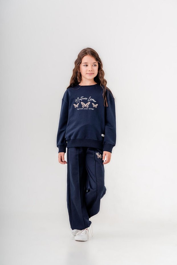 Nature Lover Printed Leggings and Top Tracksuit Set for Girls with Printed Leg Detail