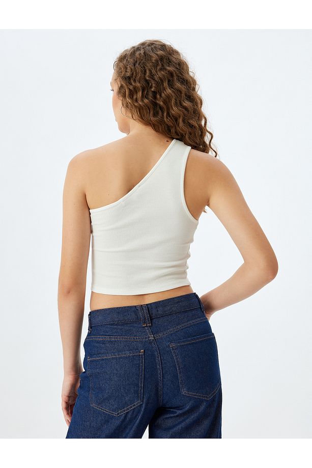 Crop Atlet Tek Omuz Pencere Detaylı Kolsuz - 4