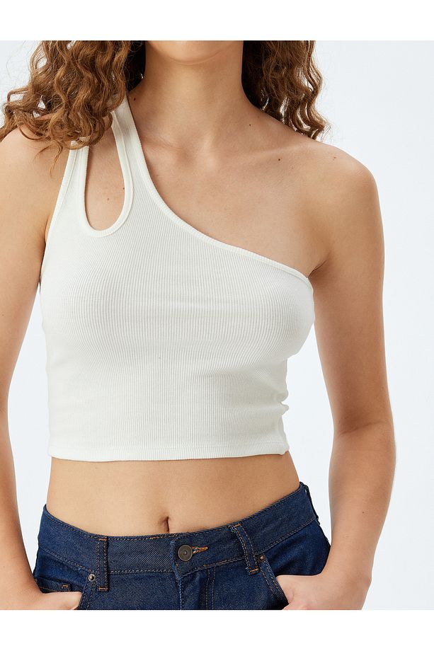 Crop Atlet Tek Omuz Pencere Detaylı Kolsuz - 5