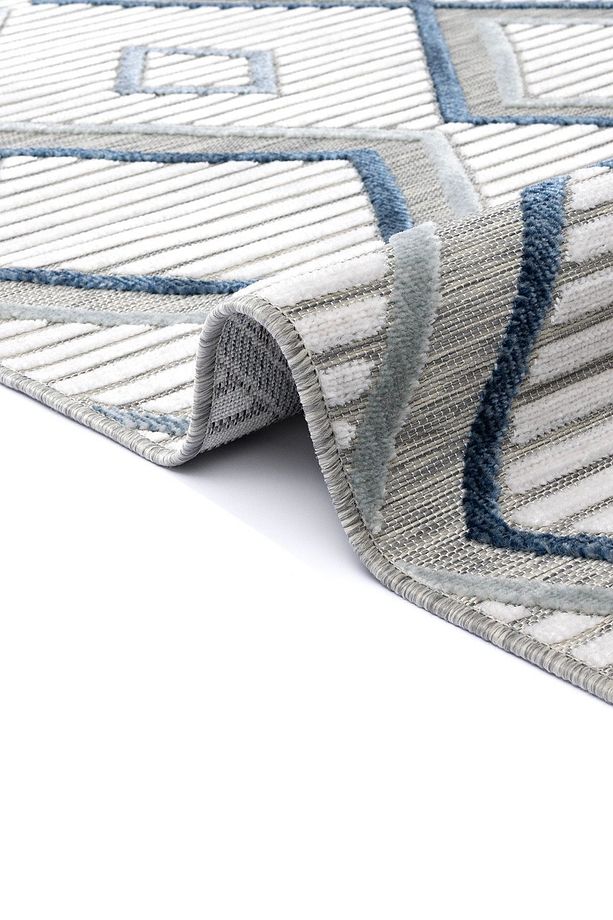 Sand Krem Mavi Katlanabilir Kolay Temizlenebilir Halı 65549a - 5