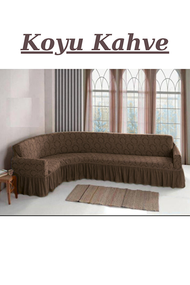 Jacquard L Corner Sofa Cover. 7 Persons, Flexible Washable Corner Sofa Cover. Total Length 550cm