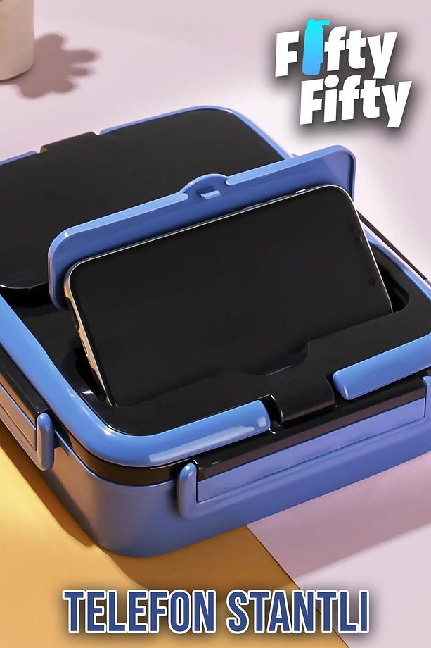 Lunch Box 1000 ML Tek Kat 3 Bölmeli Metal Kaşıklı Yeni Nesil Sefer Tası-FFLBOX10164 - 5