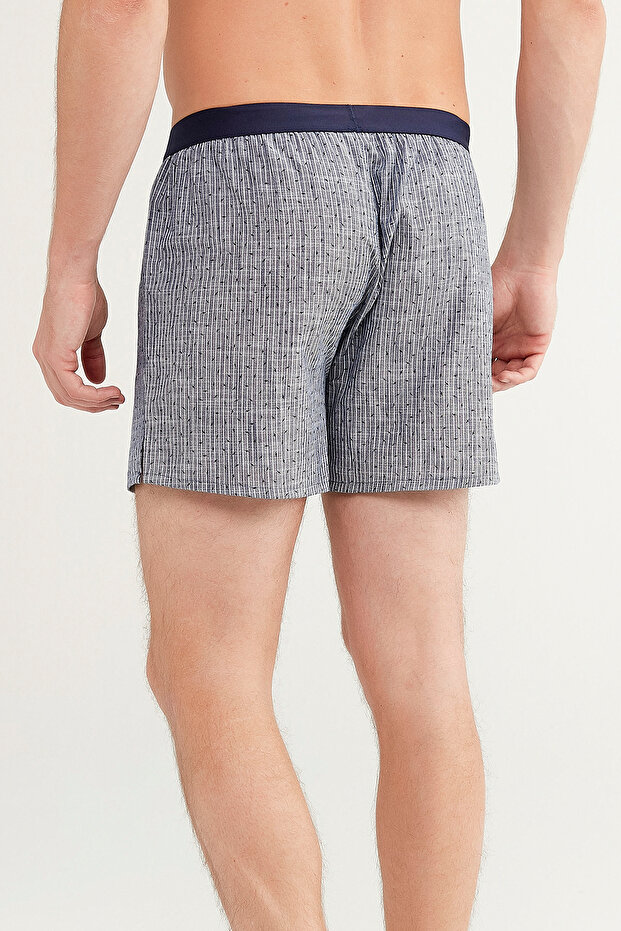 Navy Woven 2li Mid Boxer - 3