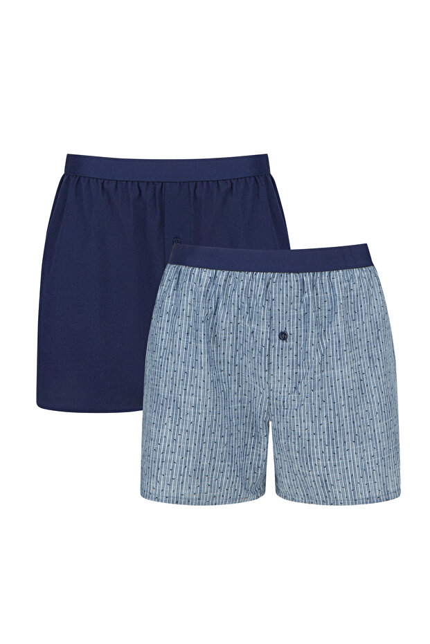 Navy Woven 2li Mid Boxer - 6
