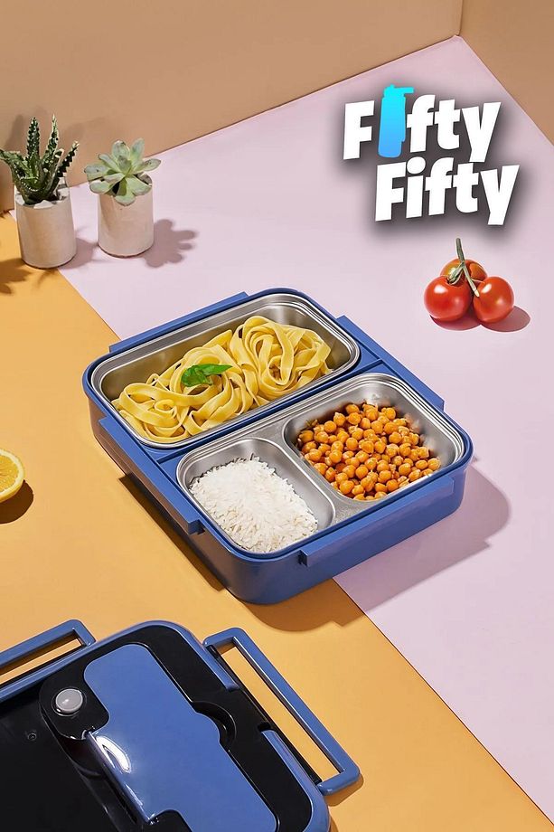 Lunch Box 1000 ML Tek Kat 3 Bölmeli Metal Kaşıklı Yeni Nesil Sefer Tası-FFLBOX10164 - 4