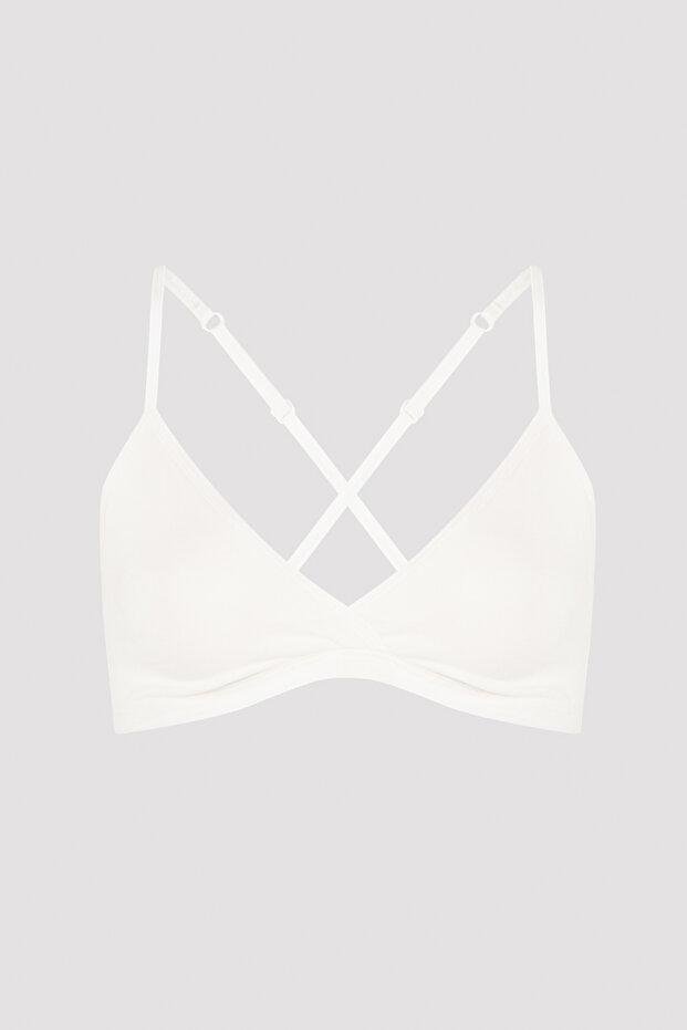 حمالة صدر من القطن الأبيض المثلث الأساسي بدون أسلاك داخلية - 5