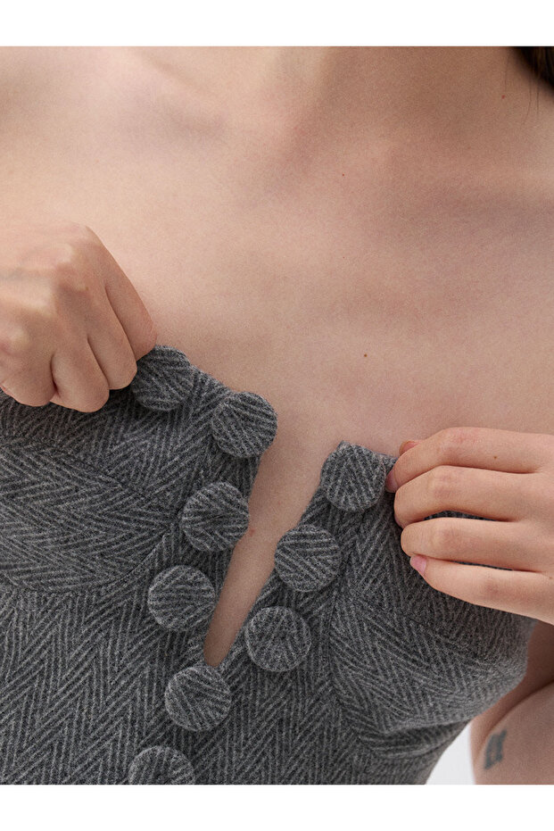 Straplez Mini Elbise - 3