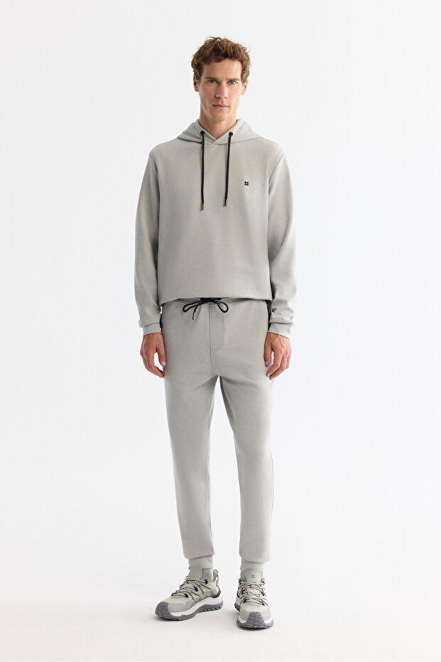 Erkek Gri Beli Lastikli Bağcıklı Bi-Stretch Regular Fit Eşofman Altı B003400 - 1