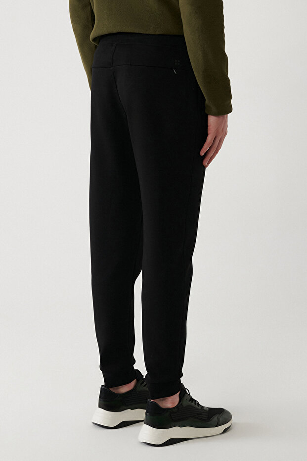 Erkek Siyah Beli Lastikli Bağcıklı Bi-Stretch Regular Fit Eşofman Altı B003400 - 6