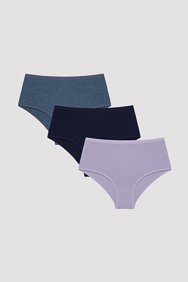 Indigo Night Çok Renkli 3lü Yüksek Bel Slip - 1