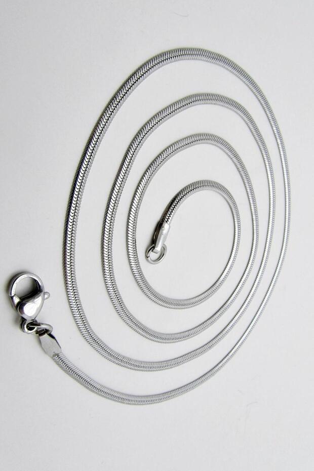 Yassı Model Snake Yılan Kolye Erkek Çelik Kolye Zincir eck03 - 5