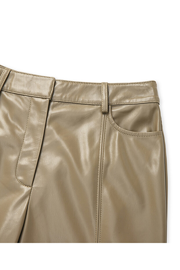 Deri görünümlü pantolon - 4