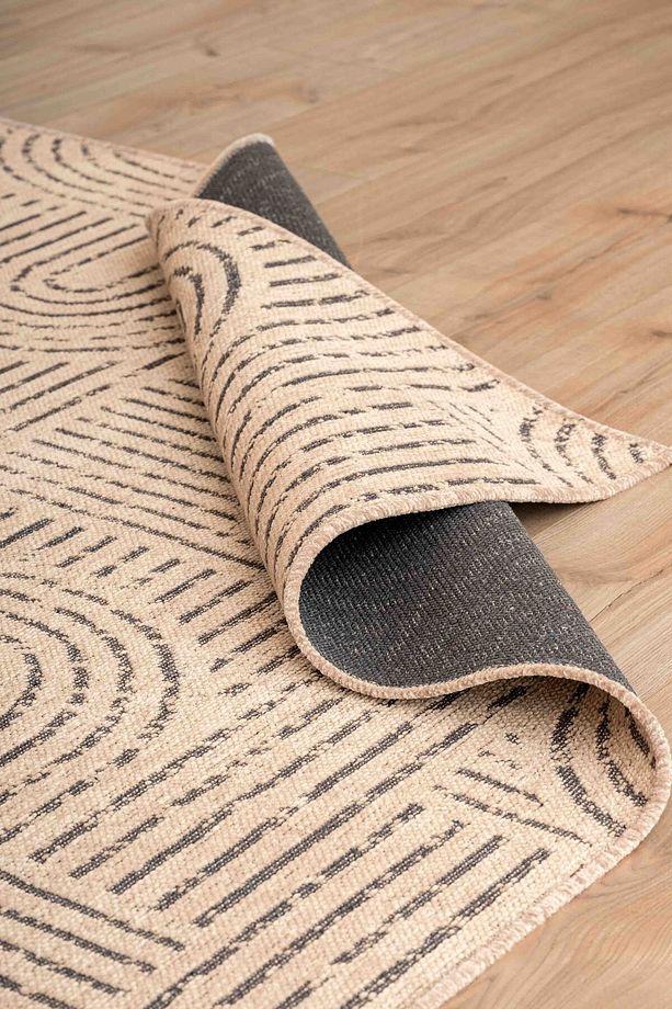 Moreno Viskon Dokuma Halı Kaymaz Taban Yıkanabilir Bej Salon Halısı 1355 - 5