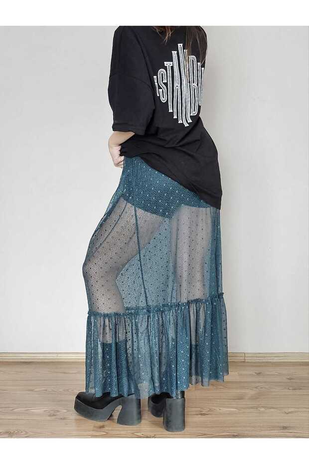 Fusta lunga din dantela cu volane - 3