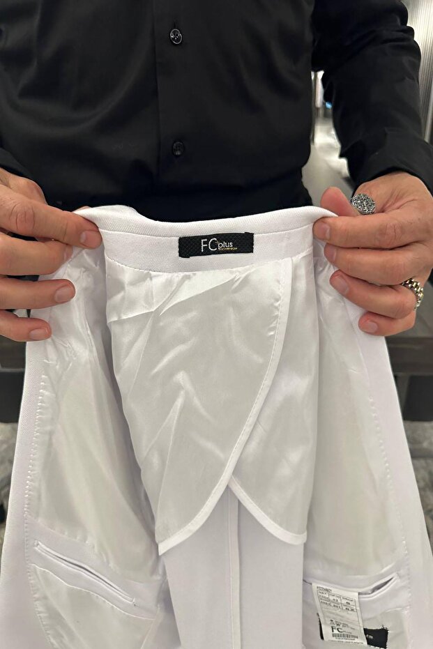 YARIM ASTAR BEYAZ CEKET - 3