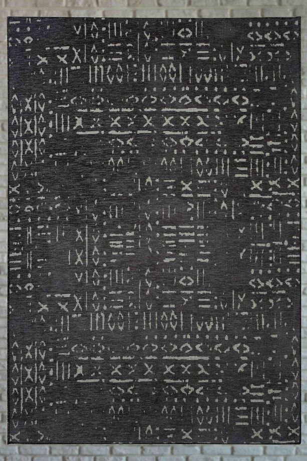 Mia Viskon Dokuma Halı Kaymaz Taban Yıkanabilir Antrasit Antre Halısı 1454 - 1