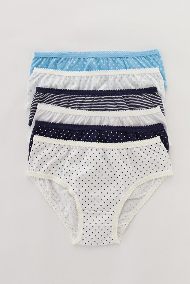 Girl's Blue Type 6-Piece Slip Panties