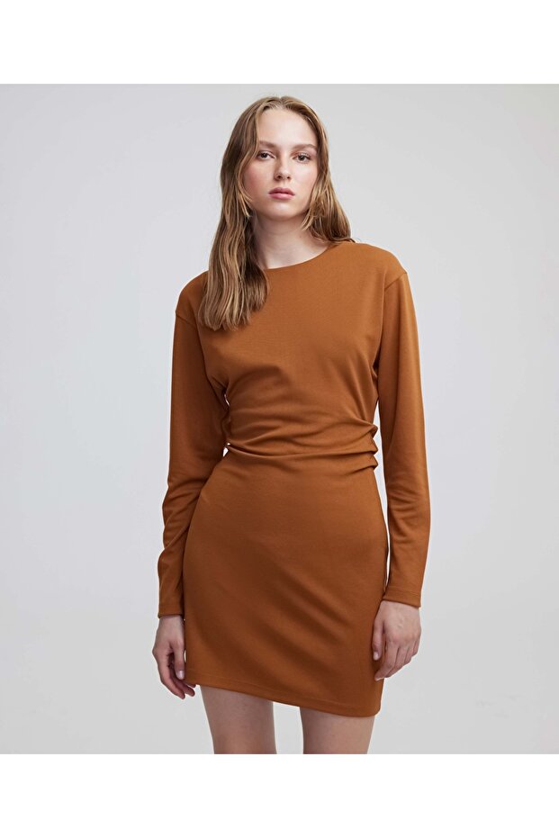 Drapeli mini elbise - 2