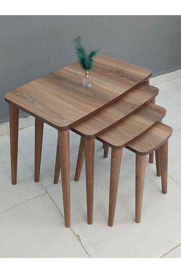 4'lü Mdf Ahşap Zigon Sehpa Iskandinav Tarz - 2
