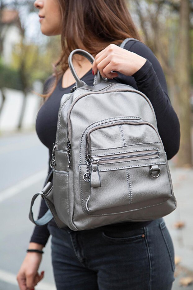 Women's Backpack Gray Washable