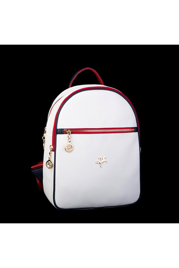 White Red Navy Women's Backpack - Medium Size