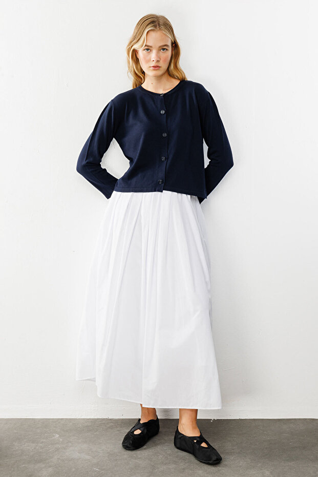 White Skirt - Gather Detailed