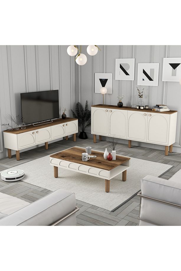 Bohem 3lü Salon Takımı - Krem - 1