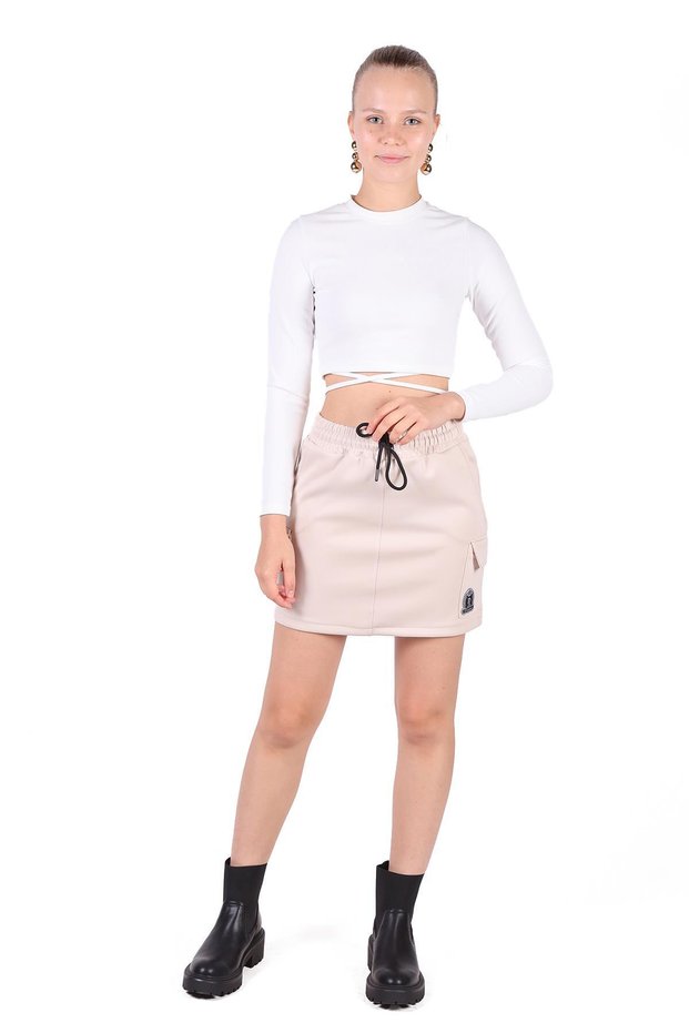 Stone detail Pocketed short skirt 9157m