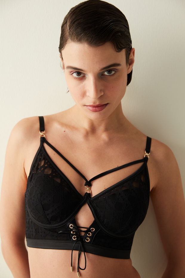 Splendid Strappy Siyah Bustiyer - 2