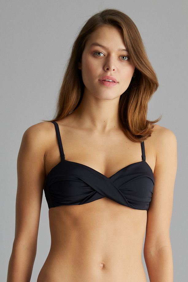 Siyah Basic Twist Bikini Üstü - 1