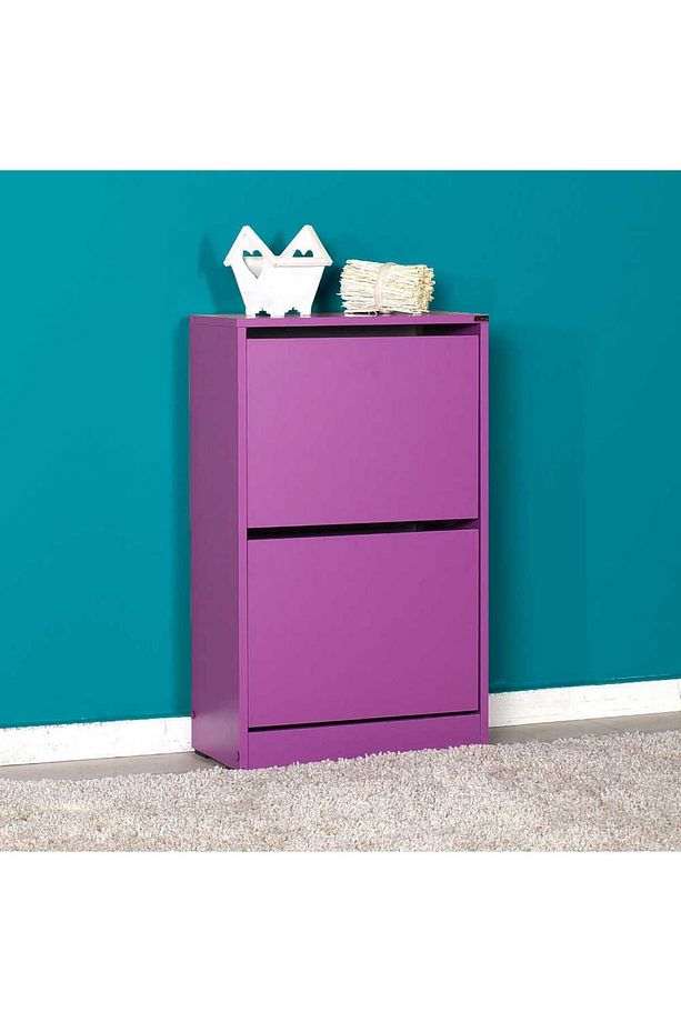 Flat Duo 2 Katlı Ayakkabılık Dolabı - Mor - 4