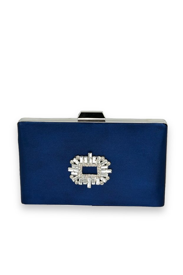 Navy Blue Color Satin Crystal Stone Evening Dress Bag Evening Bag Henna Bridal Bag Clutch