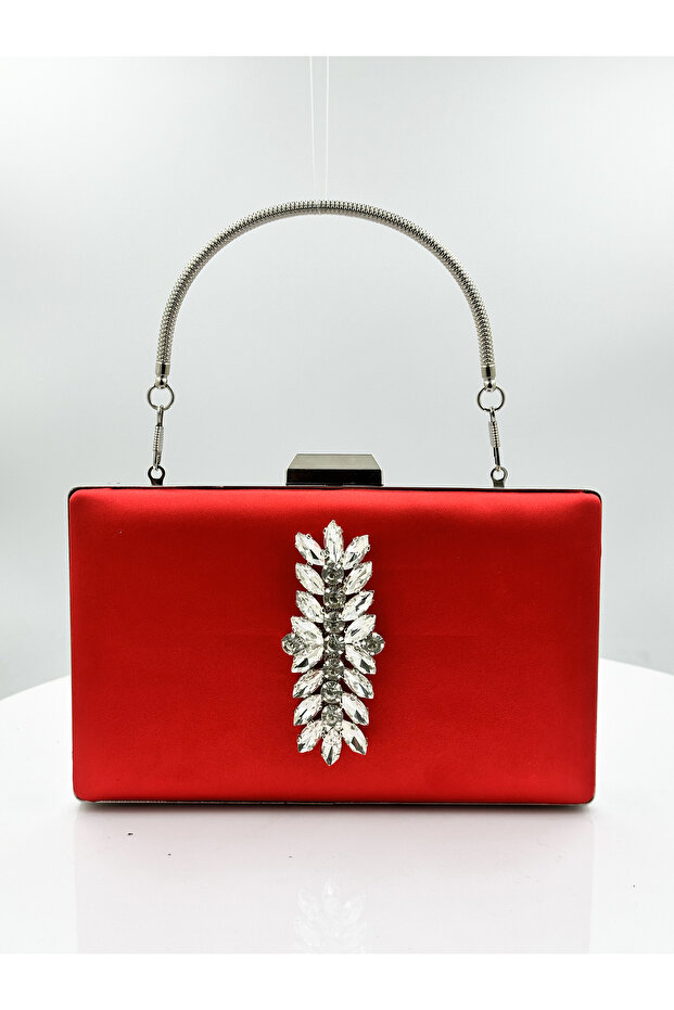 Satin Evening Dress Bag Night Portfolio with Red Silver Case