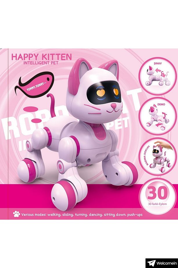 Oyuncak 30 Fonksiyonlu Uzaktan Kumandalı Şarjlı Sesli Işıklı Dokunma Algılama&Programlama Robot Kedi - 4