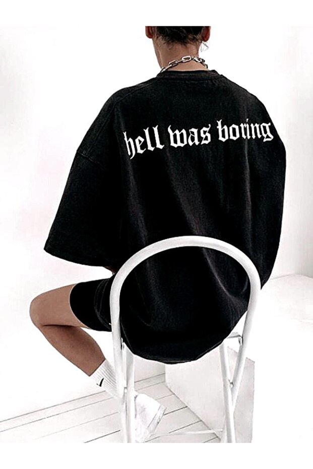 Ανδρικό μπλουζάκι Hell Was Boring Oversize - 1