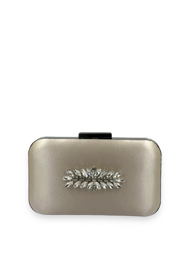 Nude Color Satin Silver Case Silver Stone Evening Dress Bag Evening Bag Portfolio