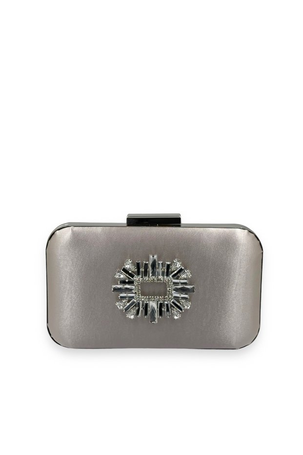 Mink Color Satin Silver Case Silver Stone Evening Dress Bag Evening Bag Portfolio
