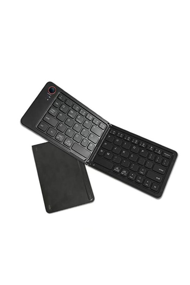 Kablosuz Klavye Bluetooth Katlanabilir Şarjlı Mini Klavye TK08 Siyah - 3