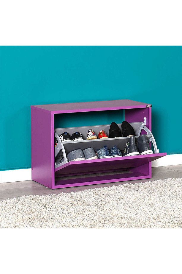 Step Oturaklı Ayakkabılık-mor 60x42x30 Cm (GXYXD) - 2