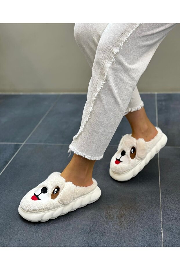 Peluş Kalın Tabanlı Ev Terlik - 3