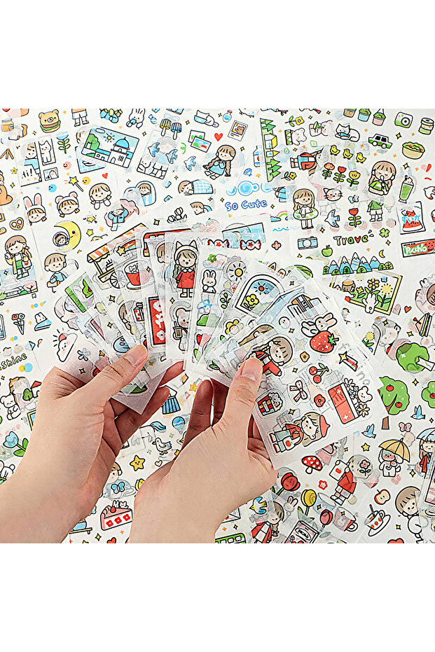 Cutecute Planet - 100 Sheets 4 Compartment Sticker Set - Bullet Journal (Ggk-Dz080) - 4