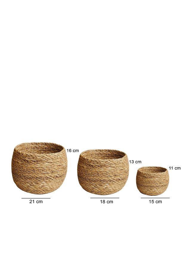 Hasır Bej Tombul Saksılık Set 3'lü 241707 - 3