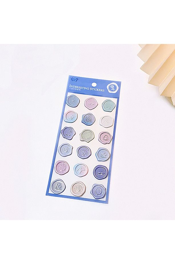 Mavi Temalı Wax 3D Pul Sticker Seti • Bullet Journal (GGK-DF026) - 1