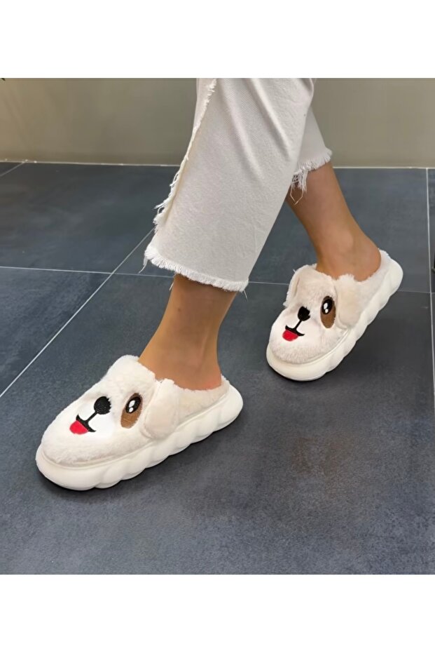 Peluş Kalın Tabanlı Ev Terlik - 1